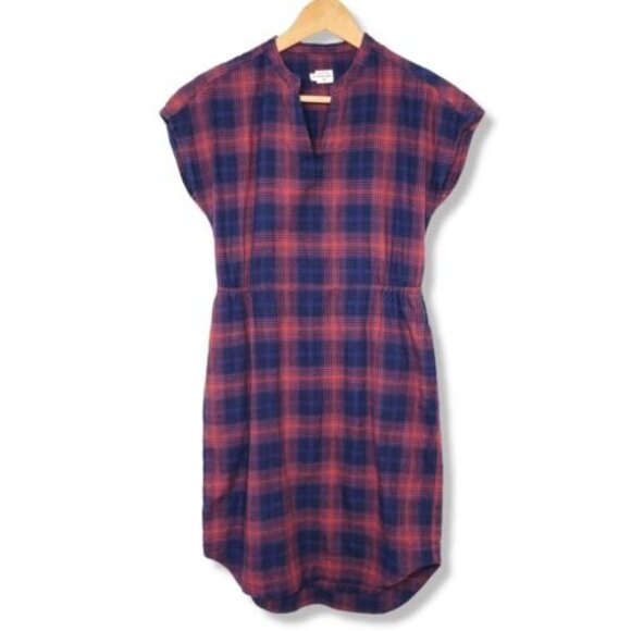 Bridge & Burn Clement Cinched Waist Dress Women's size XS Red Plaid knee length - Picture 1 of 11